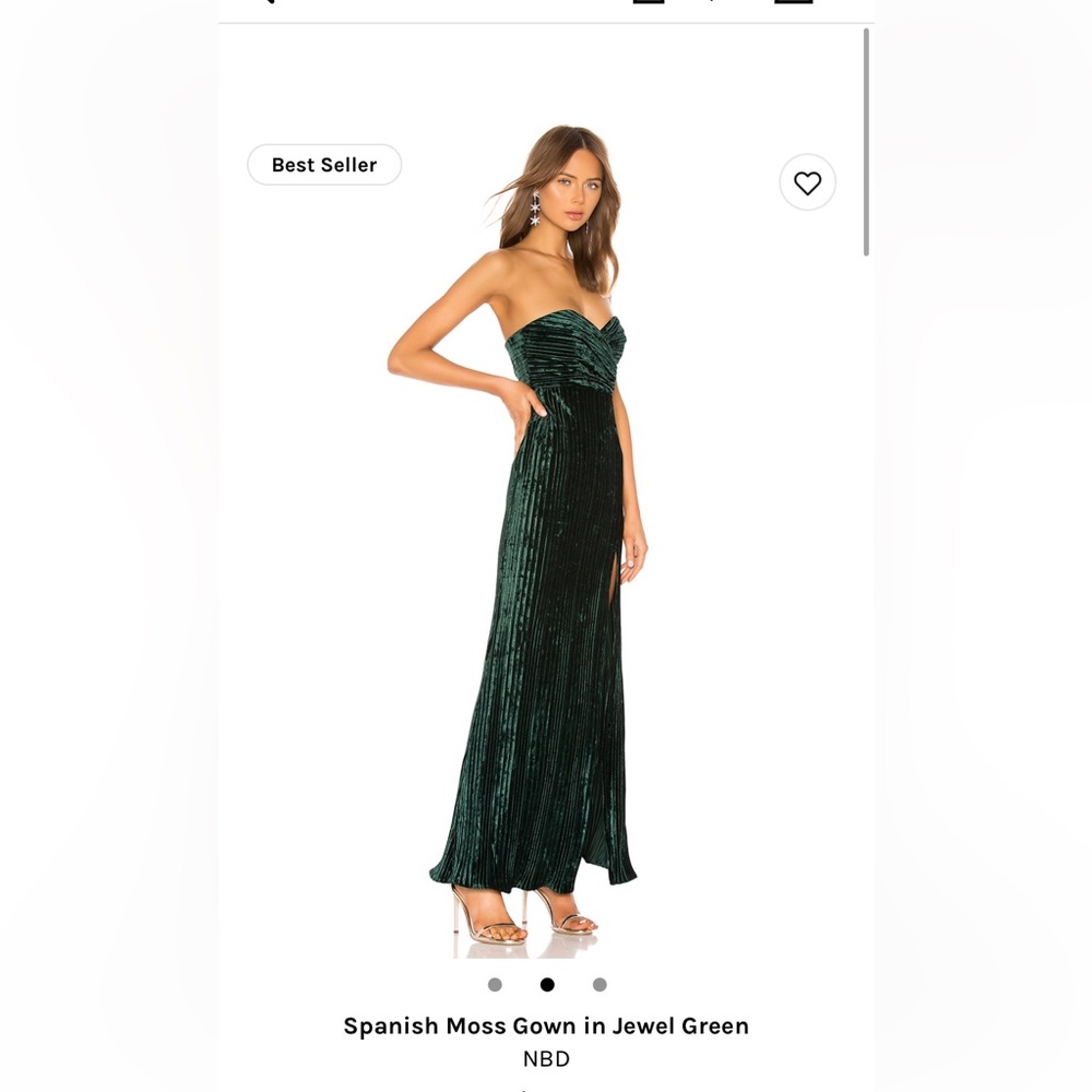 NBD Spanish Moss Gown in jewel Green -Revolve